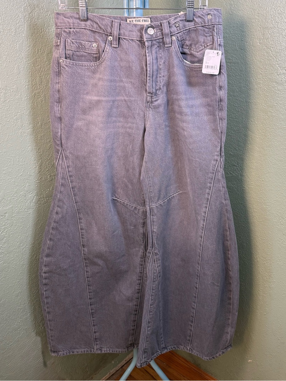 We The Free Grey Wide-Leg Flare Jeans